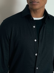 Reiss Navy Brescia Atelier Linen-Blend-Jersey Shirt - Image 3 of 6
