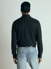 Reiss Navy Brescia Atelier Linen-Blend-Jersey Shirt - Image 5 of 6