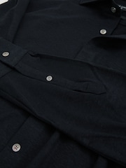 Reiss Navy Brescia Atelier Linen-Blend-Jersey Shirt - Image 6 of 6
