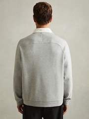Reiss Grey Melange Thurloe Concealed Placket Jersey Rugby Shirt - Image 5 of 6