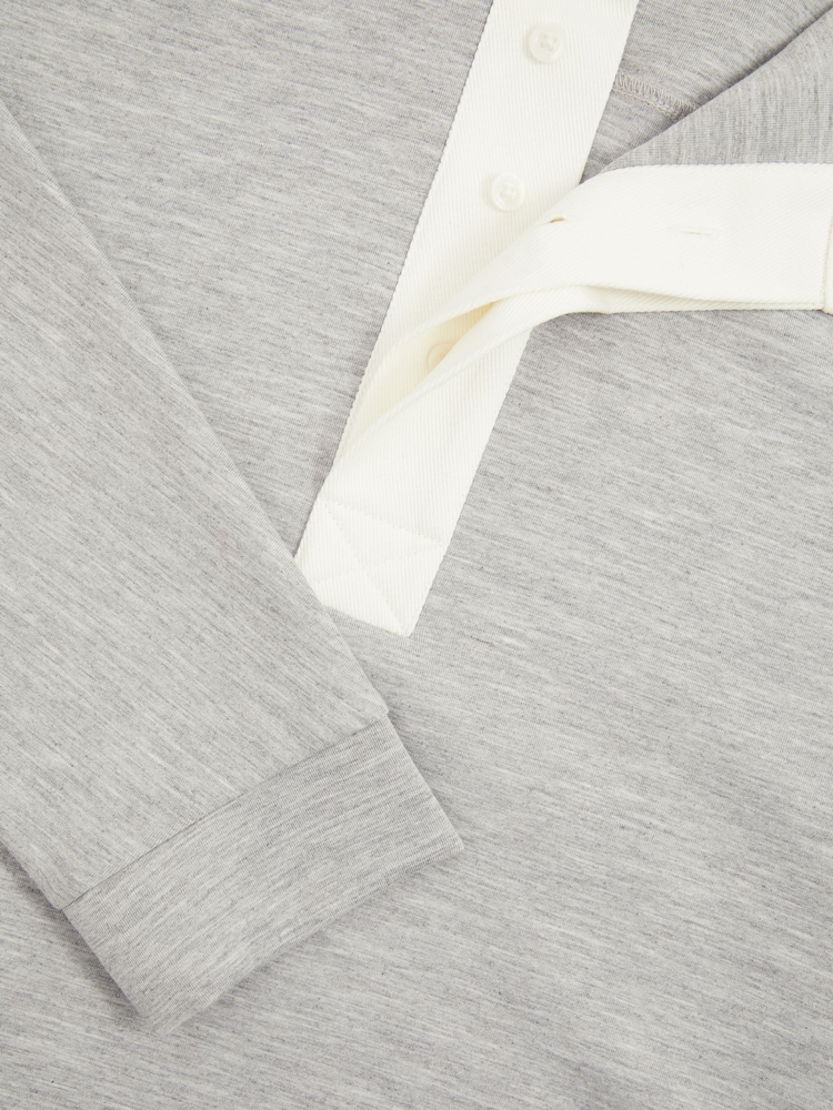 Reiss Grey Melange Thurloe Concealed Placket Jersey Rugby Shirt - Image 6 of 6