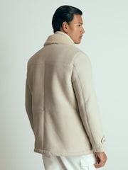 Reiss Off White Strava Atelier Suede Zip-Through Shearling Jacket - Image 6 of 8
