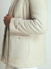 Reiss Off White Strava Atelier Suede Zip-Through Shearling Jacket - Image 7 of 8