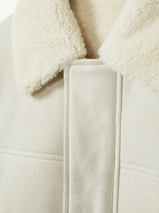 Reiss Off White Strava Atelier Suede Zip-Through Shearling Jacket - Image 8 of 8
