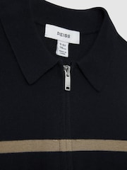 Reiss Navy/White/Camel Tokyo 13-14 yrs Colour-Block Half-Zip Polo Shirt - Image 4 of 4