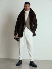 Reiss Brown Stringer Atelier Suede Shearling Jacket - Image 1 of 6