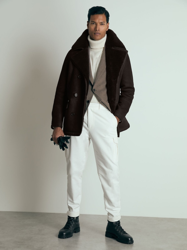 Reiss Brown Stringer Atelier Suede Shearling Jacket - Image 1 of 6