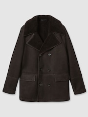 Reiss Brown Stringer Atelier Suede Shearling Jacket - Image 2 of 6