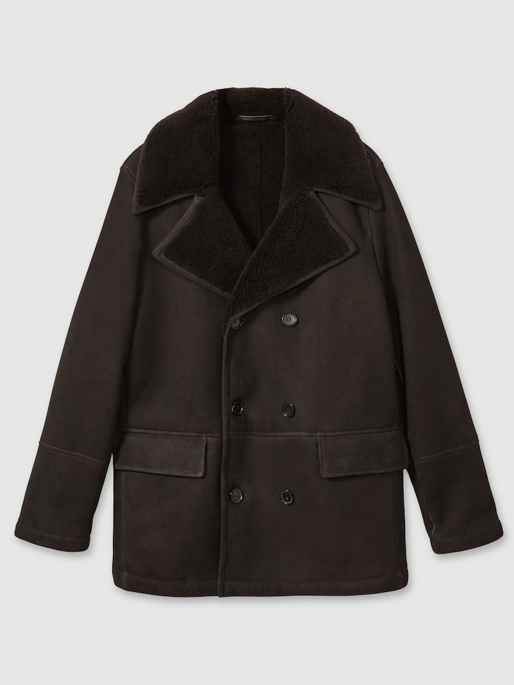 Reiss Brown Stringer Atelier Suede Shearling Jacket - Image 2 of 6
