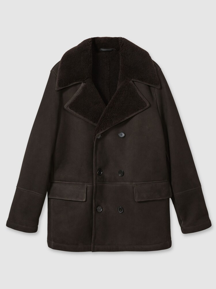 Reiss Brown Stringer Atelier Suede Shearling Jacket - Image 2 of 6 Reiss Brown Stringer Atelier Suede Shearling Jacket - Image 2 of 6