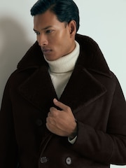 Reiss Brown Stringer Atelier Suede Shearling Jacket - Image 3 of 6