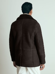 Reiss Brown Stringer Atelier Suede Shearling Jacket - Image 4 of 6