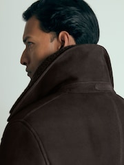 Reiss Brown Stringer Atelier Suede Shearling Jacket - Image 5 of 6