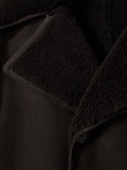 Reiss Brown Stringer Atelier Suede Shearling Jacket - Image 6 of 6