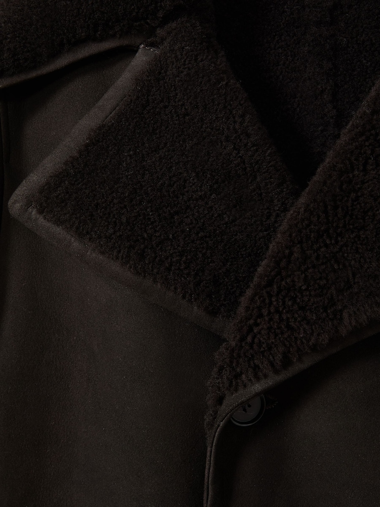 Reiss Brown Stringer Atelier Suede Shearling Jacket - Image 6 of 6