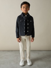 Reiss Dark Grey Vendetta 4-9 yrs Velvet Press-Stud Overshirt - Image 3 of 4
