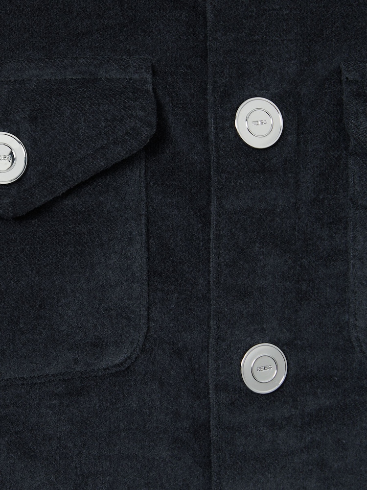Reiss Dark Grey Vendetta 4-9 yrs Velvet Press-Stud Overshirt - Image 4 of 4