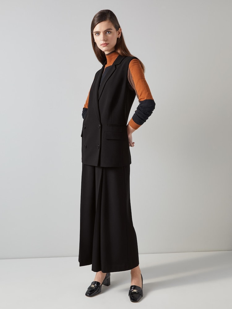 LK Bennett Eva Longline Black Waistcoat - Image 1 of 10
