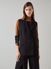 LK Bennett Eva Longline Black Waistcoat - Image 5 of 10