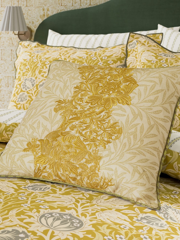 Morris & Co Sunflower 100% Cotton Elmcote Cushion - Image 1 of 5 Morris & Co Sunflower 100% Cotton Elmcote Cushion - Image 1 of 5