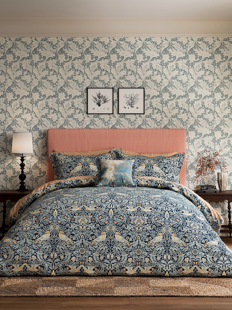 Juego de funda de edredón y funda de almohada 100% algodón con diseño de pájaros de Morris & Co - Imagen 1 de 5