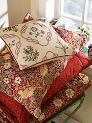 Morris & Co Crimson 100% Cotton Strawberry Thief Standard Pillowcase Pair - Image 1 of 4