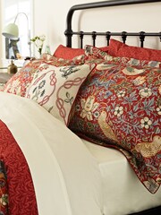 Morris & Co Crimson 100% Cotton Strawberry Thief Standard Pillowcase Pair - Image 3 of 4