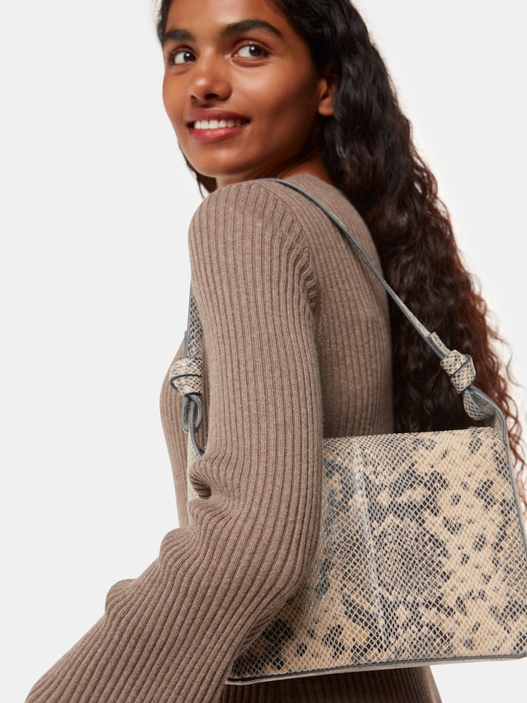 Whistles Natural Erica Snake Shoulder Bag - Image 6 of 6