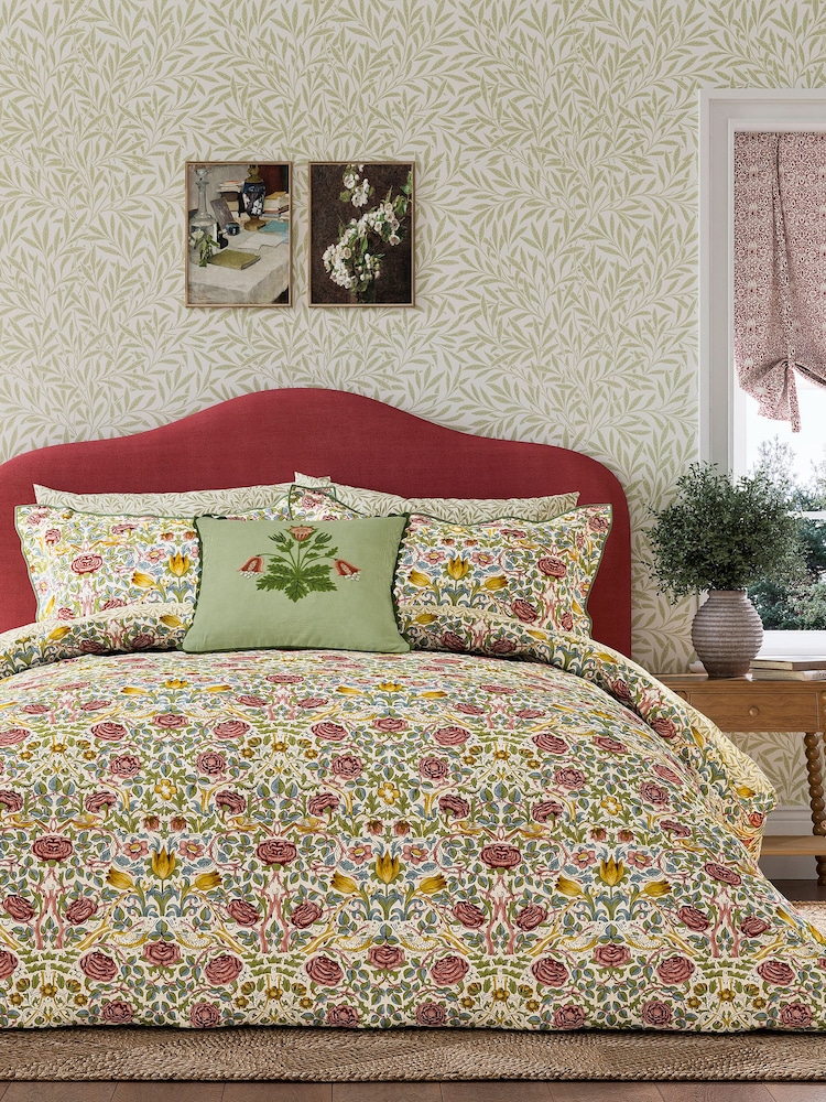 Morris & Co 100% Cotton Rose Duvet Cover and Pillowcase Set - Image 1 of 5