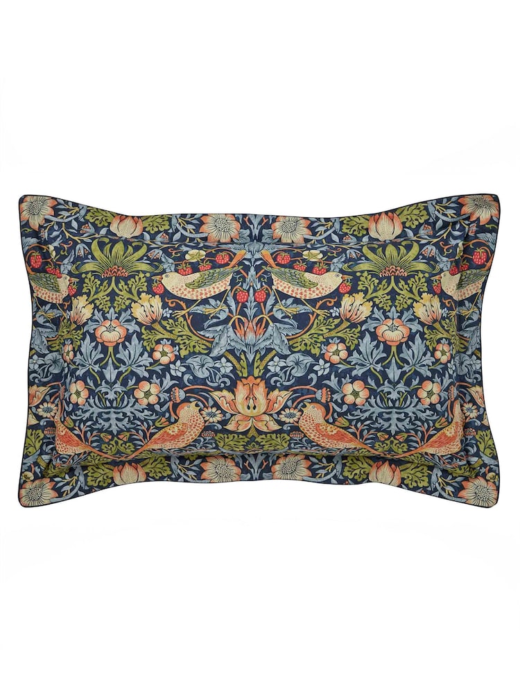 Morris & Co Indigo 100% Cotton Strawberry Thief Duvet Cover and Pillowcase Set - Image 4 of 4