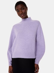 Whistles Purple Wool Funnel Neck Knit Jumper - Image 1 of 5