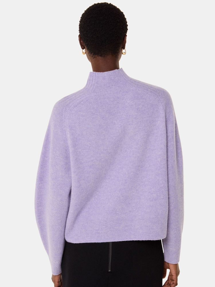 Whistles Purple Wool Funnel Neck Knit Jumper - Image 2 of 5