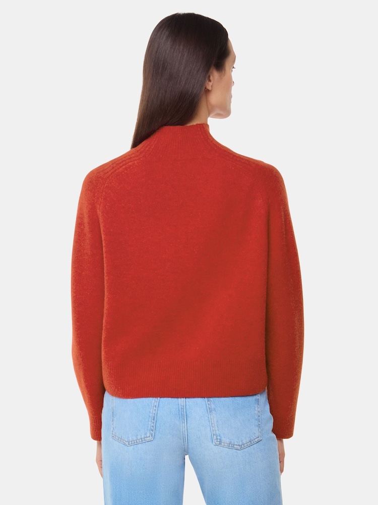 Whistles Red Wool Funnel Neck Knit Jumper - Image 2 of 5