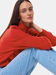 Whistles Red Wool Funnel Neck Knit Jumper - Image 3 of 5