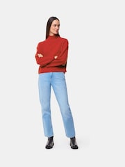 Whistles Red Wool Funnel Neck Knit Jumper - Image 4 of 5