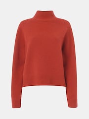 Whistles Red Wool Funnel Neck Knit Jumper - Image 5 of 5