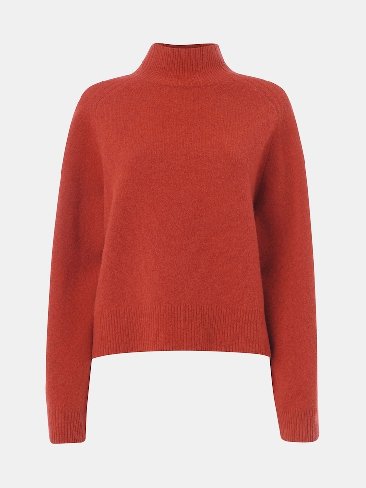 Whistles Red Wool Funnel Neck Knit Jumper - Image 5 of 5