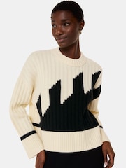 Whistles White Graphic Intarsia Wool Knit Jumper - Image 2 of 6