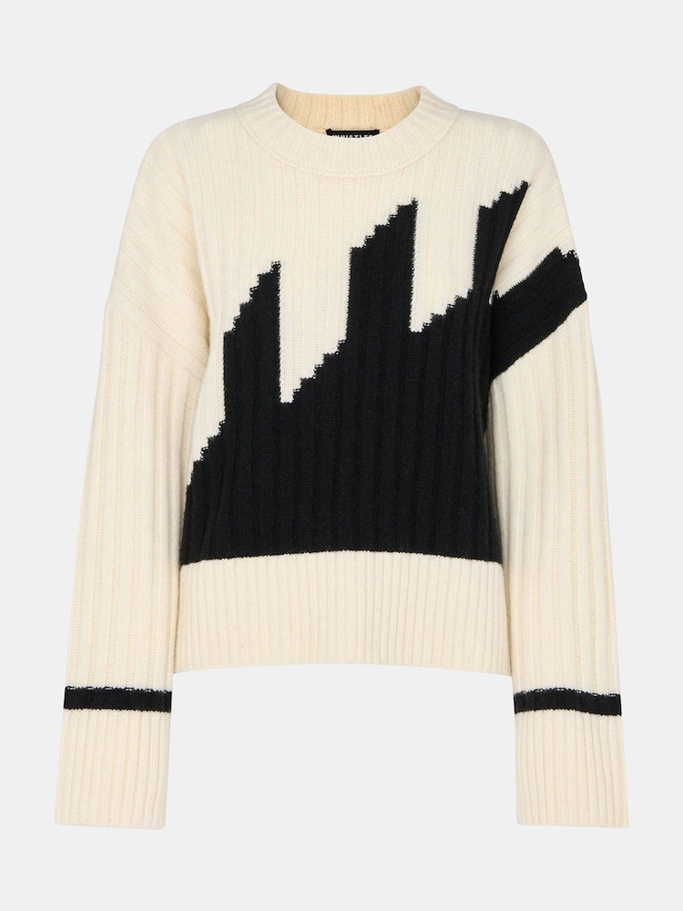 Whistles White Graphic Intarsia Wool Knit Jumper - Image 6 of 6