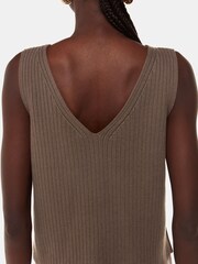 Whistles Brown Button Front V-Neck Tank - Image 2 of 5