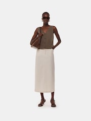 Whistles Brown Button Front V-Neck Tank - Image 3 of 5
