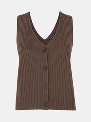 Whistles Brown Button Front V-Neck Tank - Image 5 of 5