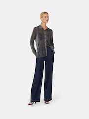 Whistles Black Black Sparkle Knit Shirt - Image 1 of 5