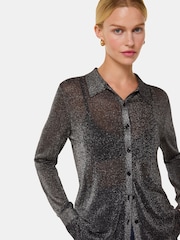Whistles Black Black Sparkle Knit Shirt - Image 2 of 5