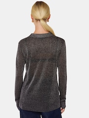 Whistles Black Black Sparkle Knit Shirt - Image 3 of 5
