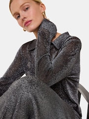 Whistles Black Black Sparkle Knit Shirt - Image 4 of 5