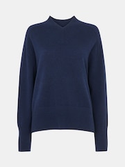 Whistles Blue Cashmere V-Neck Knit Jumper - Image 5 of 5