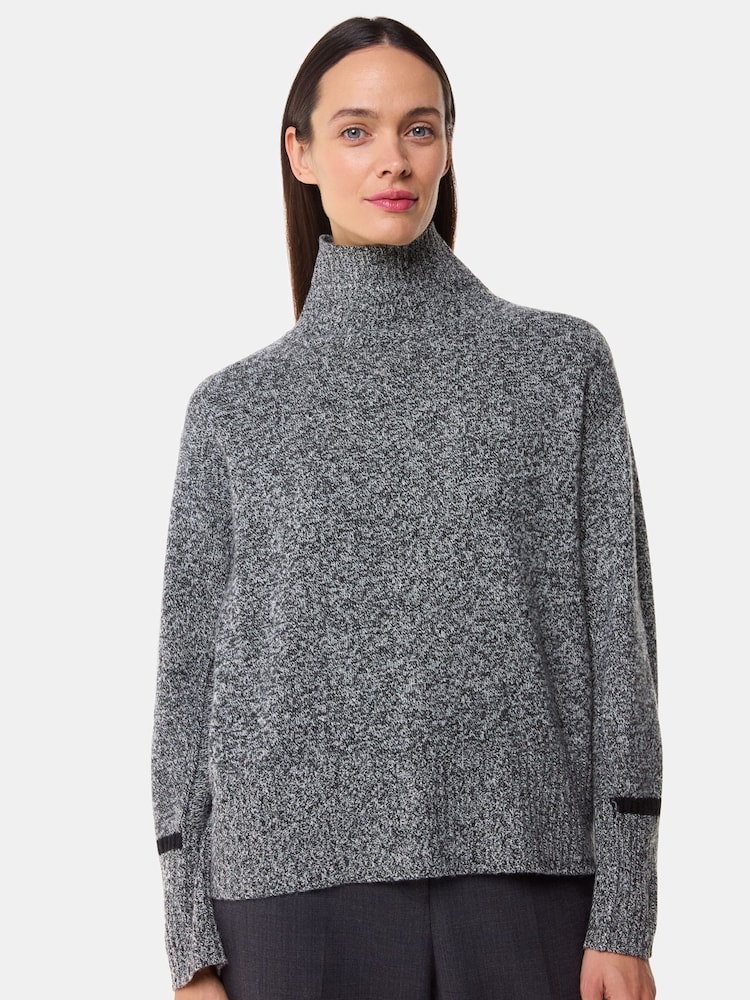 Whistles Grey Wool Fleck Roll Neck Knit Jumper - Image 1 of 5