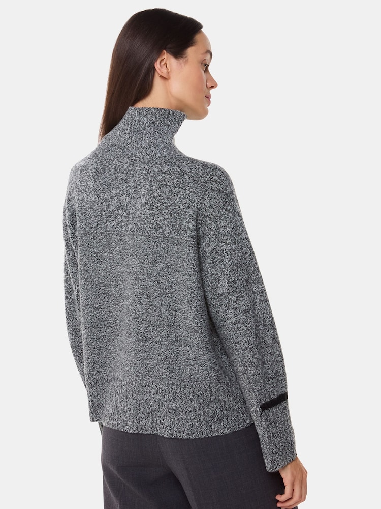Whistles Grey Wool Fleck Roll Neck Knit Jumper - Image 2 of 5