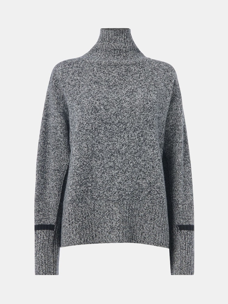 Whistles Grey Wool Fleck Roll Neck Knit Jumper - Image 5 of 5